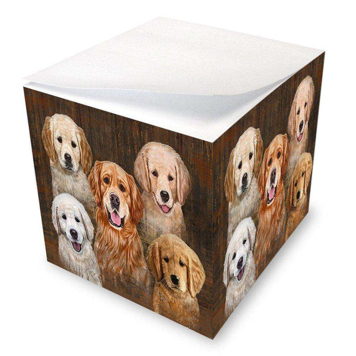 Rustic 5 Golden Retrievers Dog Note Cube NOC48244
