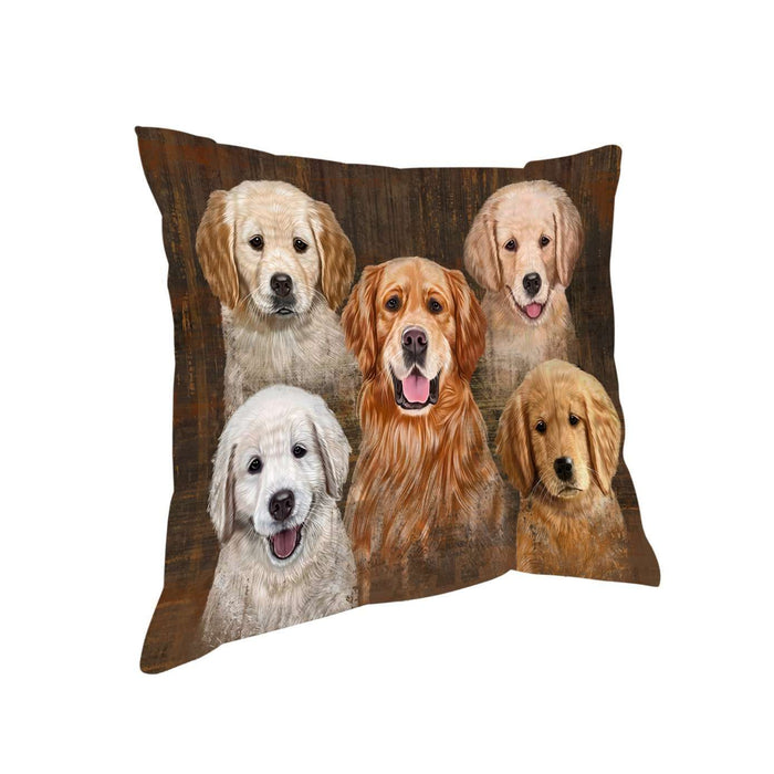 Rustic 5 Golden Retrievers Dog Pillow PIL49028
