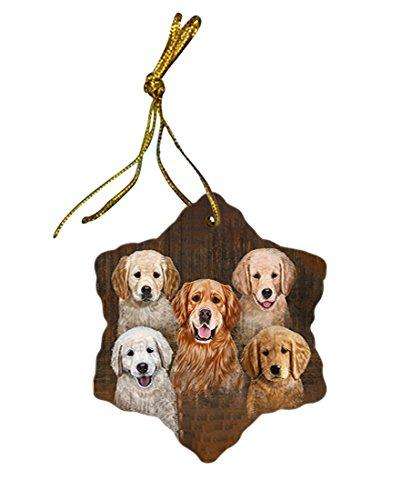 Rustic 5 Golden Retrievers Dog Star Porcelain Ornament SPOR48236
