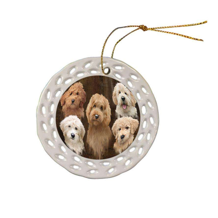 Rustic 5 Goldendoodle Dog Ceramic Doily Ornament DPOR54134