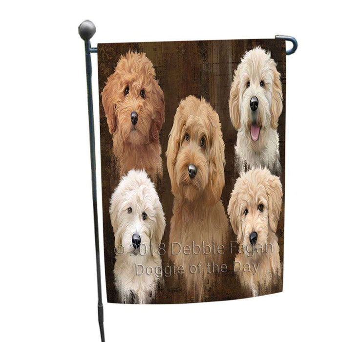 Rustic 5 Goldendoodle Dog Garden Flag GFLG54196