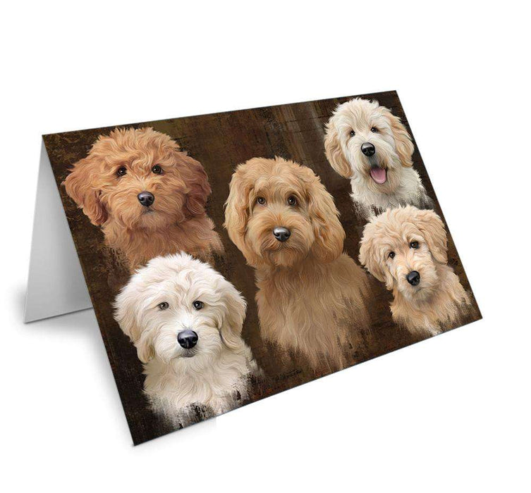 Rustic 5 Goldendoodle Dog Handmade Artwork Assorted Pets Greeting Cards and Note Cards with Envelopes for All Occasions and Holiday Seasons GCD66431
