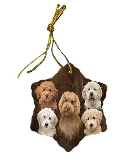Rustic 5 Goldendoodle Dog Star Porcelain Ornament SPOR54125