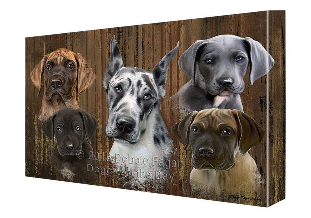 Rustic 5 Great Danes Dog Canvas Print Wall Art Décor CVS68848