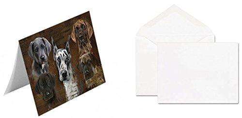 Rustic 5 Great Danes Dog Handmade Artwork Assorted Pets Greeting Cards and Note Cards with Envelopes for All Occasions and Holiday Seasons GCD49280