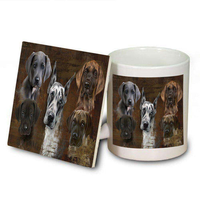 Rustic 5 Great Danes Dog Mug and Coaster Set MUC48225