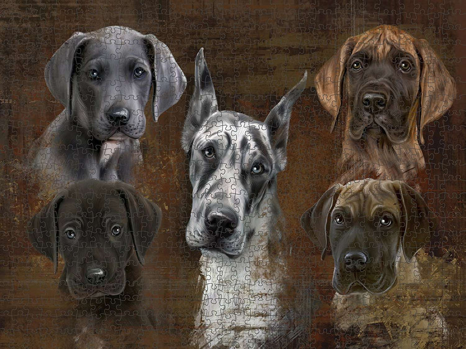 Rustic 5 Great Danes Dog Puzzle with Photo Tin PUZL48552