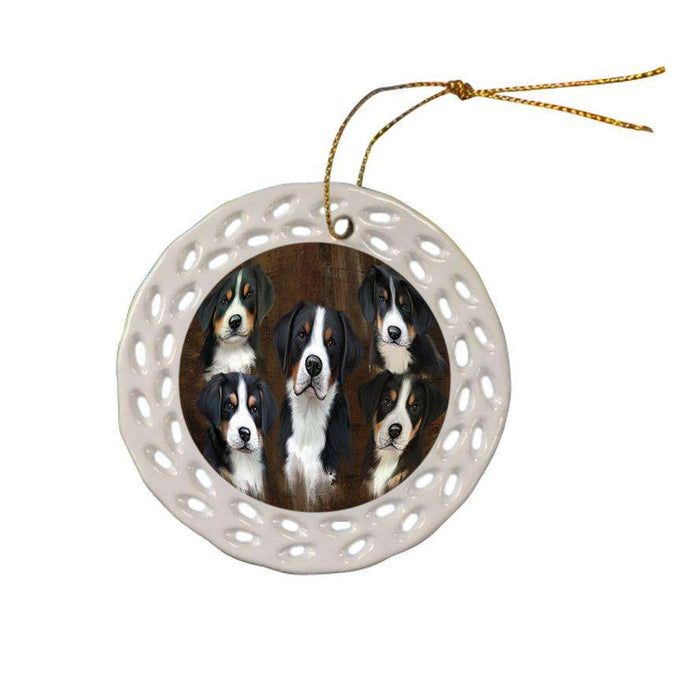 Rustic 5 Greater Swiss Mountain Dog Ceramic Doily Ornament DPOR54136