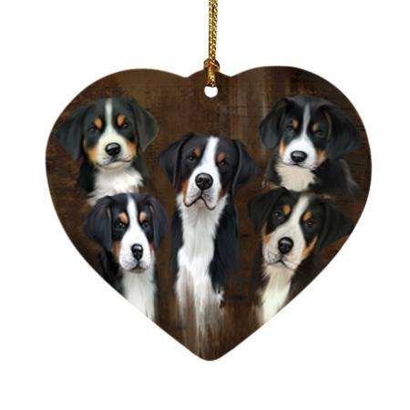Rustic 5 Greater Swiss Mountain Dog Heart Christmas Ornament HPOR54136