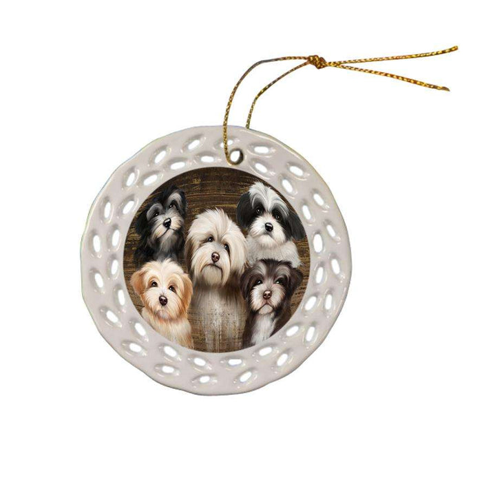 Rustic 5 Havanese Dog Ceramic Doily Ornament DPOR49461