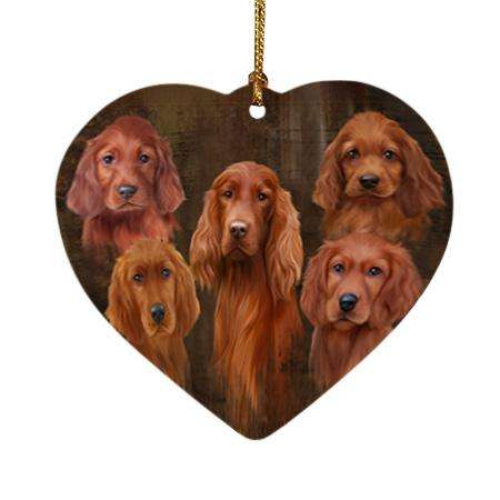 Rustic 5 Irish Setter Dog Heart Christmas Ornament HPOR54137