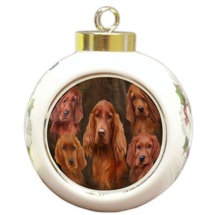 Rustic 5 Irish Setter Dog Round Ball Christmas Ornament RBPOR54137