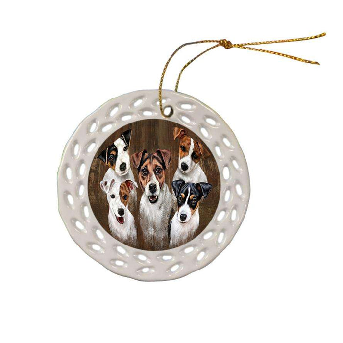 Rustic 5 Jack Russell Terriers Dog Ceramic Doily Ornament DPOR49462