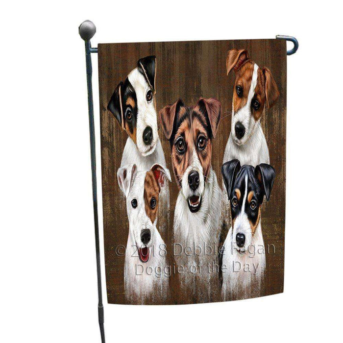 Rustic 5 Jack Russell Terriers Dog Garden Flag GFLG49387