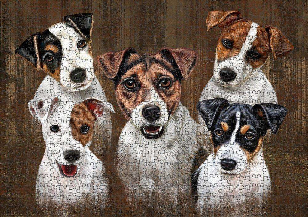Rustic 5 Jack Russell Terriers Dog Puzzle with Photo Tin PUZL52170