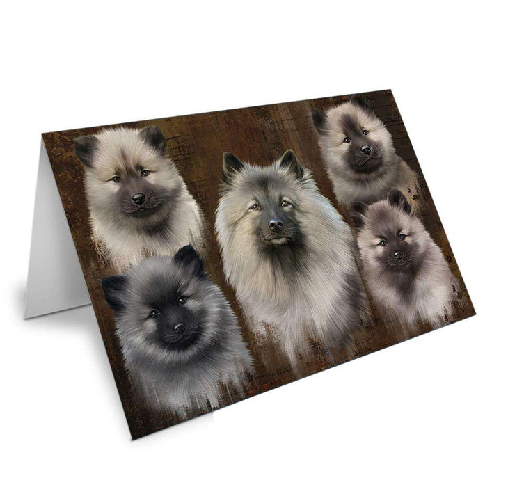 Rustic 5 Keeshond Dog Handmade Artwork Assorted Pets Greeting Cards and Note Cards with Envelopes for All Occasions and Holiday Seasons GCD66443