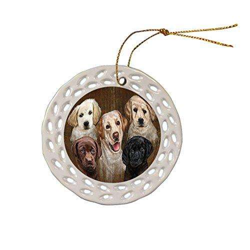 Rustic 5 Labrador Retrievers Dog Ceramic Doily Ornament DPOR48250