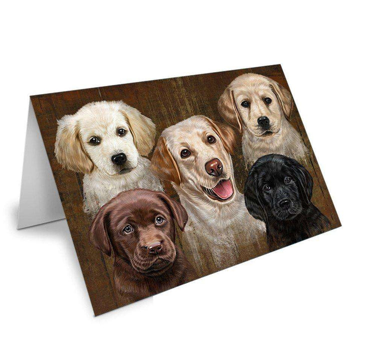 Rustic 5 Labrador Retrievers Dog Handmade Artwork Assorted Pets Greeting Cards and Note Cards with Envelopes for All Occasions and Holiday Seasons GCD48728