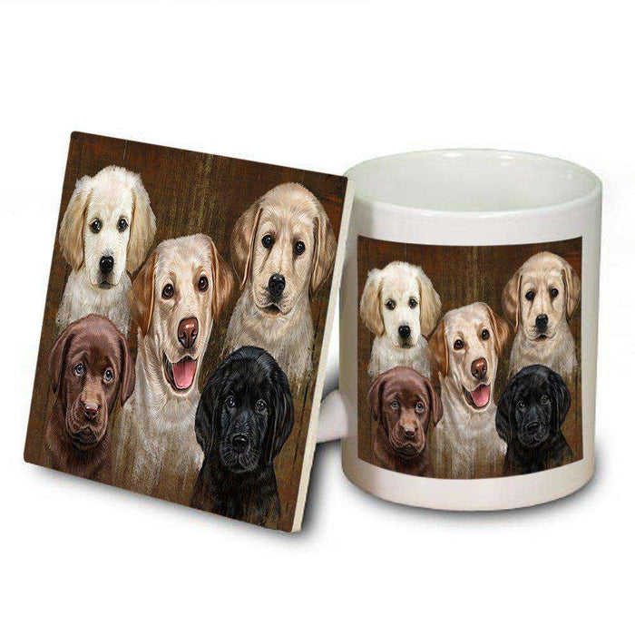 Rustic 5 Labrador Retrievers Dog Mug and Coaster Set MUC48242
