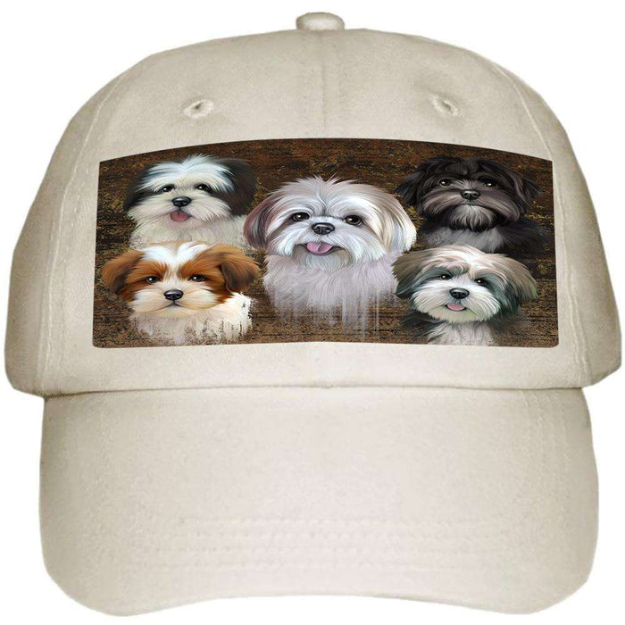 Rustic 5 Lhasa Apsos Dog Ball Hat Cap HAT54612