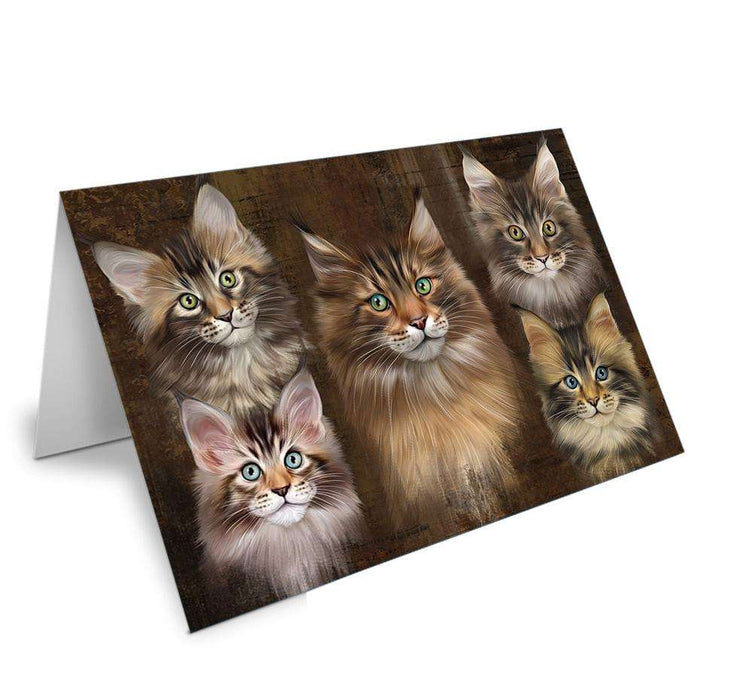 Rustic 5 Maine Coon Cat Handmade Artwork Assorted Pets Greeting Cards and Note Cards with Envelopes for All Occasions and Holiday Seasons GCD66446