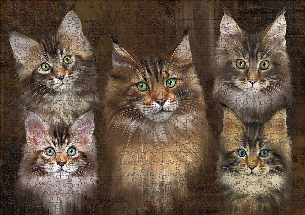 Rustic 5 Maine Coon Cat Puzzle with Photo Tin PUZL83712