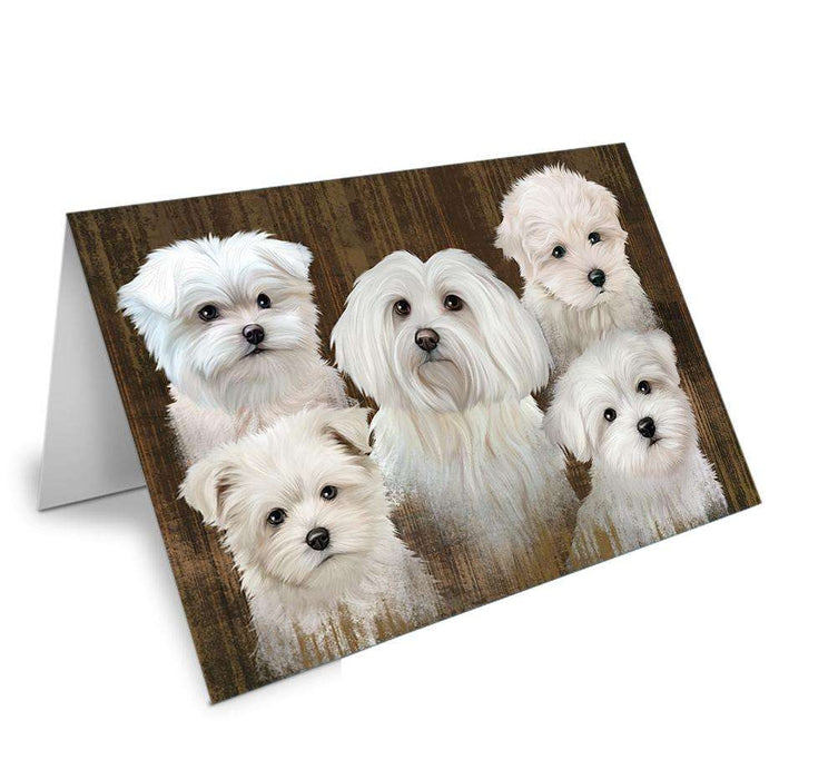 Rustic 5 Malteses Dog Handmade Artwork Assorted Pets Greeting Cards and Note Cards with Envelopes for All Occasions and Holiday Seasons GCD52706