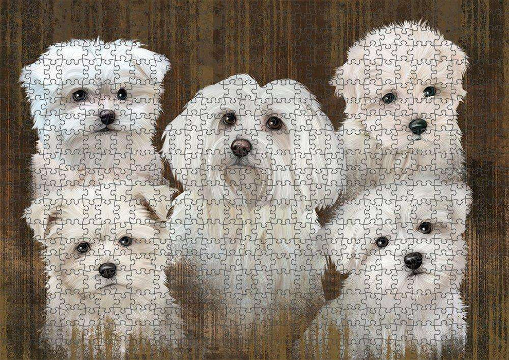 Rustic 5 Malteses Dog Puzzle with Photo Tin PUZL52173