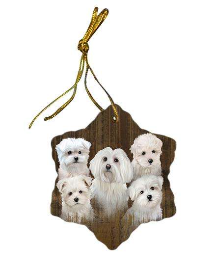 Rustic 5 Malteses Dog Star Porcelain Ornament SPOR49455