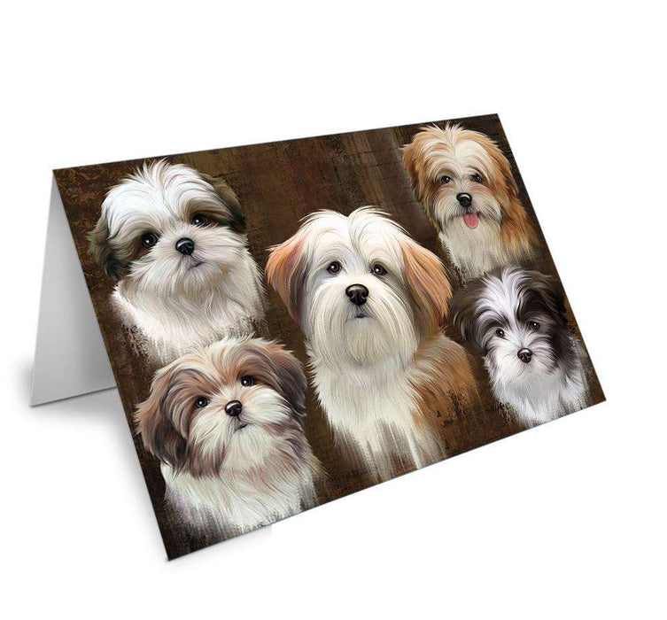 Rustic 5 Malti Tzu Dog Handmade Artwork Assorted Pets Greeting Cards and Note Cards with Envelopes for All Occasions and Holiday Seasons GCD66449