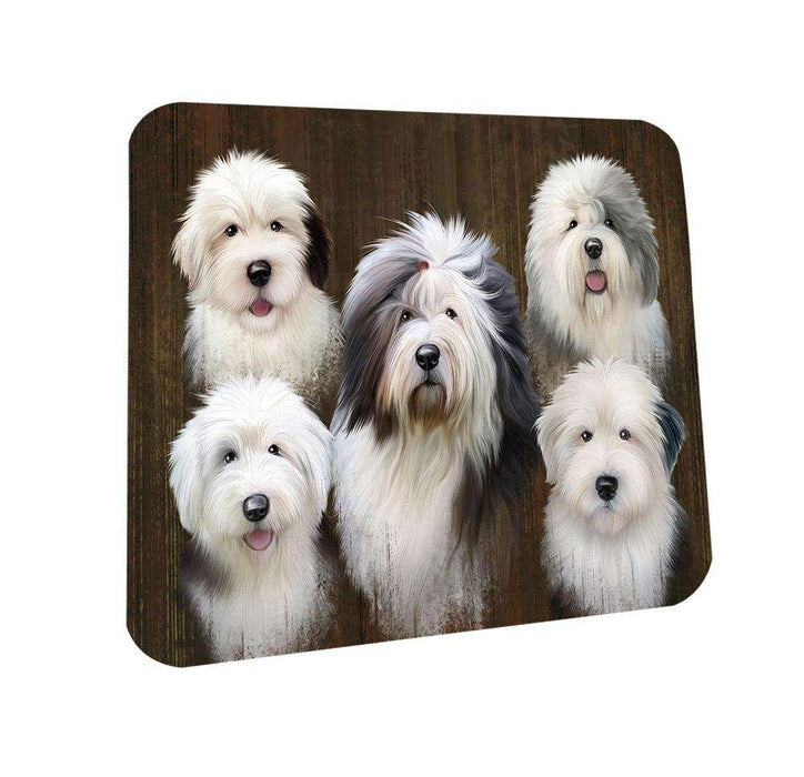 Rustic 5 Old English Sheepdogs Coasters Set of 4 CST49519