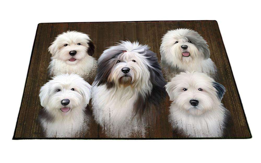 Rustic 5 Old English Sheepdogs Floormat FLMS49875