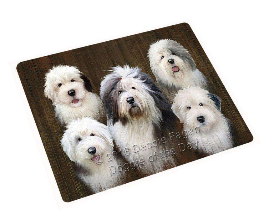 Rustic 5 Old English Sheepdogs Magnet Mini (3.5" x 2") MAG52548