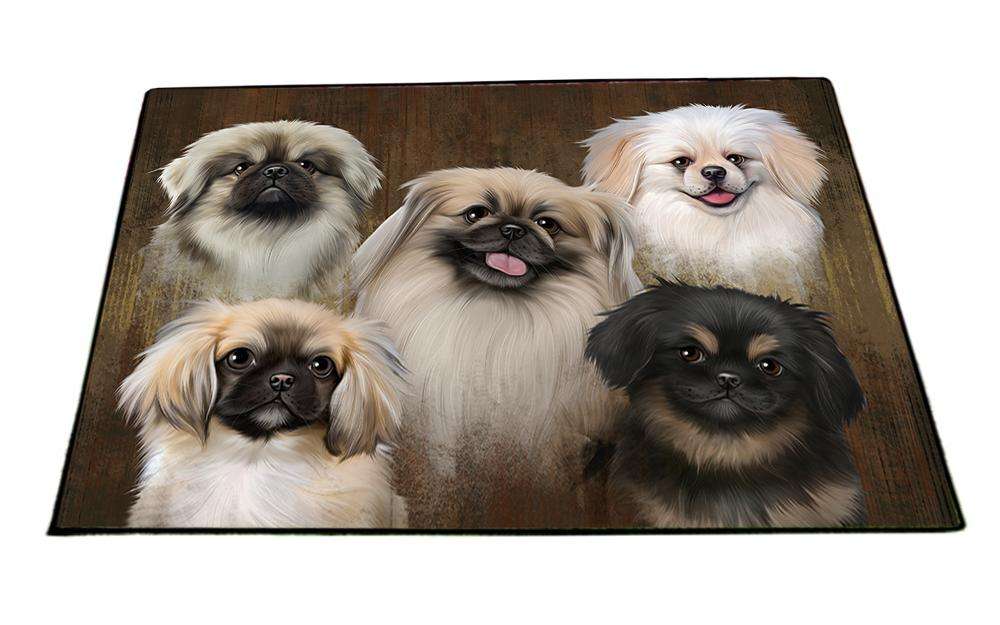 Rustic 5 Pekingeses Dog Floormat FLMS49878