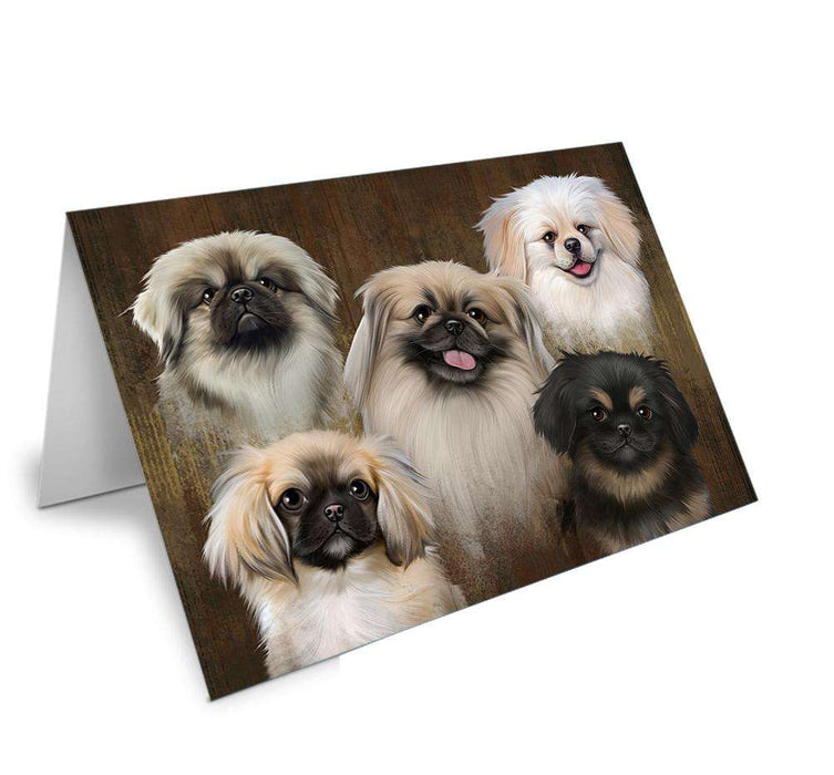Rustic 5 Pekingeses Dog Handmade Artwork Assorted Pets Greeting Cards and Note Cards with Envelopes for All Occasions and Holiday Seasons GCD52712