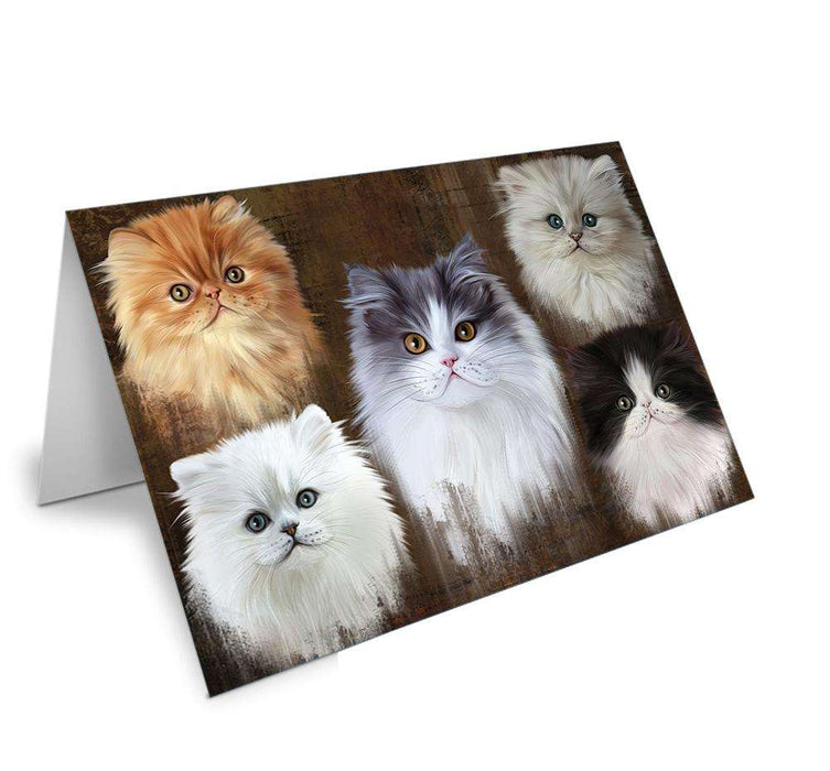 Rustic 5 Persian Cat Handmade Artwork Assorted Pets Greeting Cards and Note Cards with Envelopes for All Occasions and Holiday Seasons GCD66452