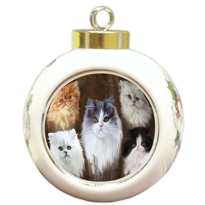 Rustic 5 Persian Cat Round Ball Christmas Ornament RBPOR54141