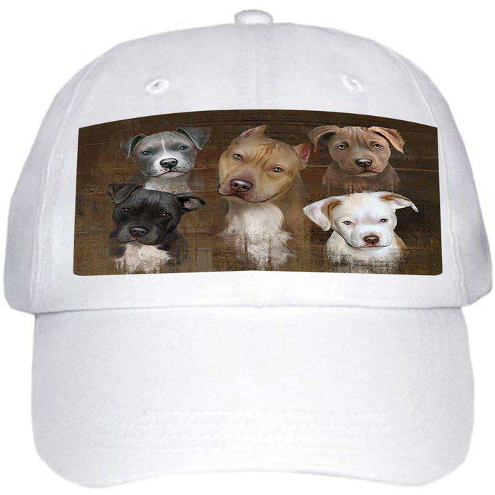 Rustic 5 Pit Bulls Dog Ball Hat Cap HAT48282