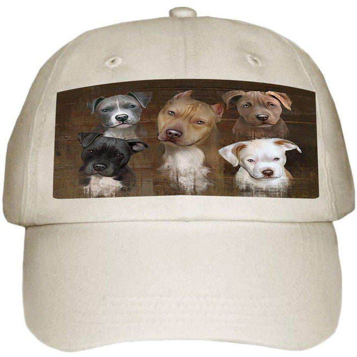Rustic 5 Pit Bulls Dog Ball Hat Cap HAT48282