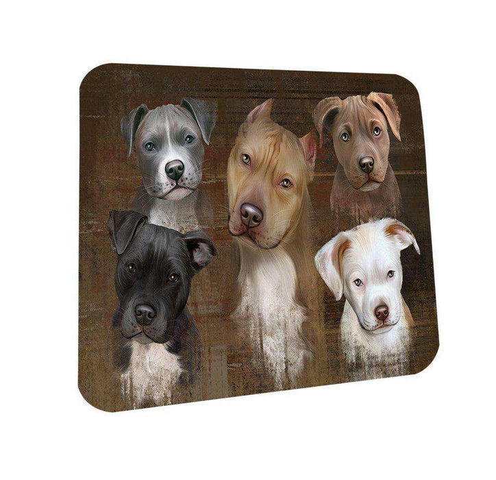 Rustic 5 Pit Bulls Dog Coasters Set of 4 CST48142