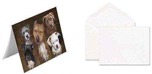 Rustic 5 Pit Bulls Dog Handmade Artwork Assorted Pets Greeting Cards and Note Cards with Envelopes for All Occasions and Holiday Seasons GCD49130