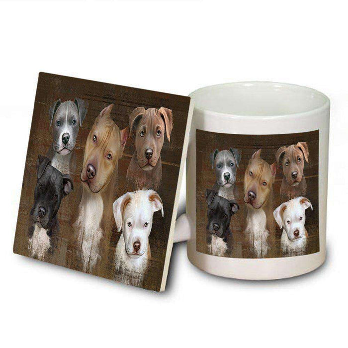 Rustic 5 Pit Bulls Dog Mug and Coaster Set MUC48175