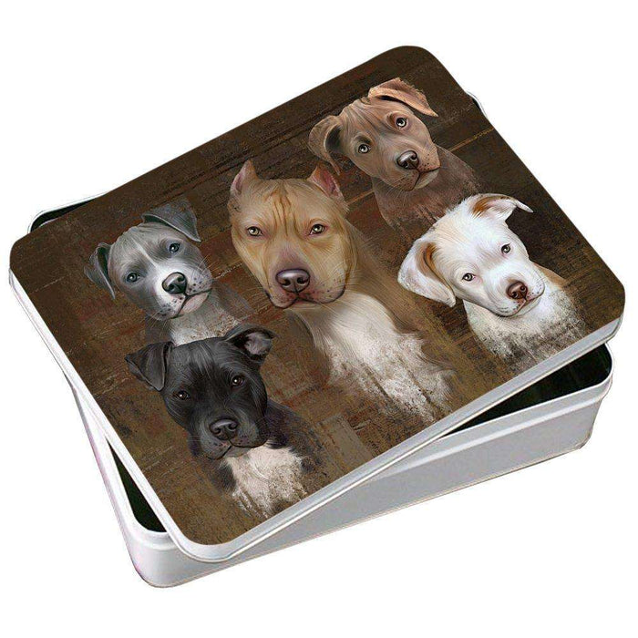 Rustic 5 Pit Bulls Dog Photo Storage Tin PITN48183