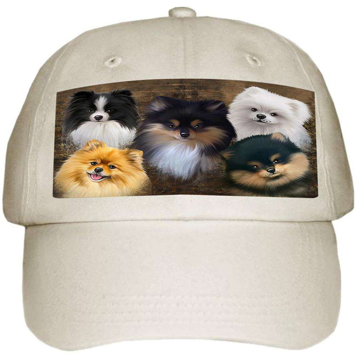 Rustic 5 Pomeranians Dog Ball Hat Cap HAT54615