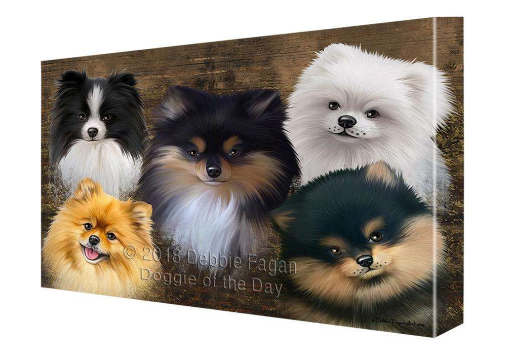 Rustic 5 Pomeranians Dog Canvas Print Wall Art Décor CVS68866