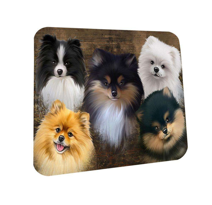 Rustic 5 Pomeranians Dog Coasters Set of 4 CST50247