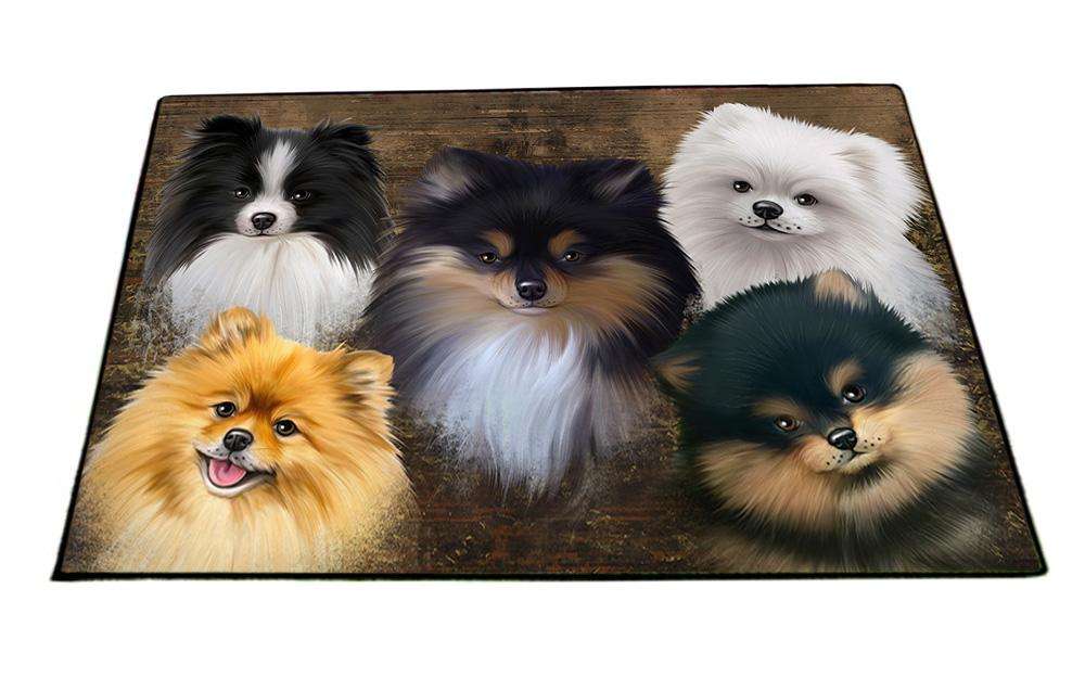 Rustic 5 Pomeranians Dog Floormat FLMS50604
