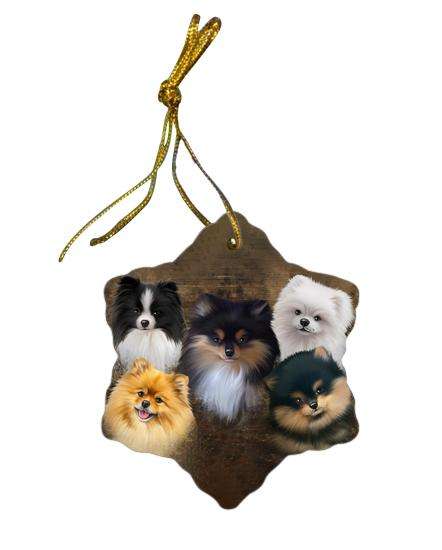 Rustic 5 Pomeranians Dog Star Porcelain Ornament SPOR50280