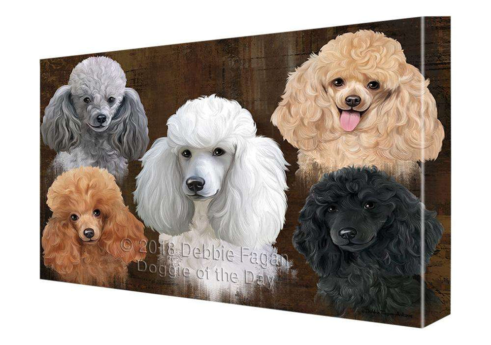 Rustic 5 Poodle Dog Canvas Print Wall Art Décor CVS105128