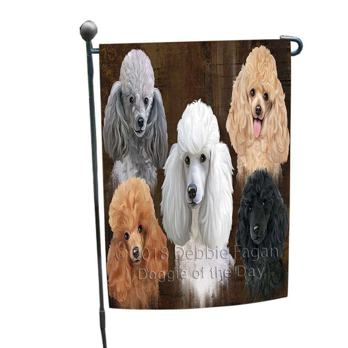 Rustic 5 Poodle Dog Garden Flag GFLG54204